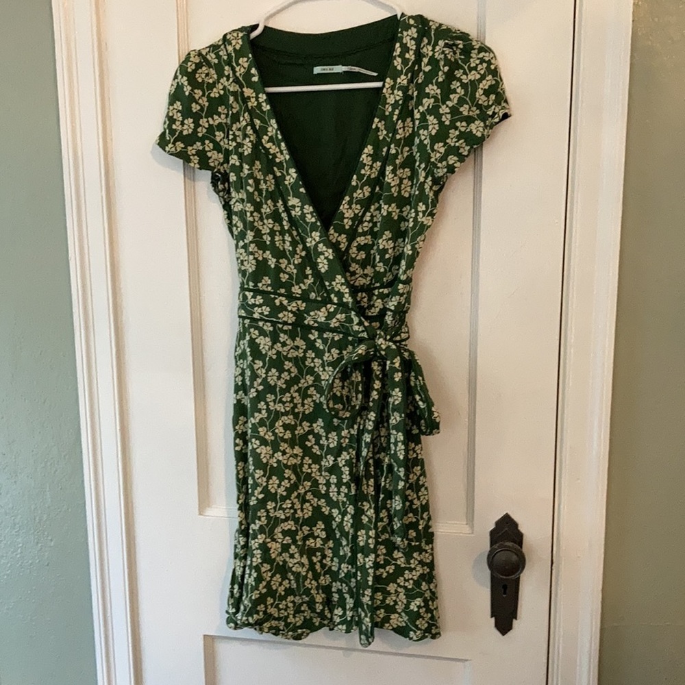 Green Floral Wrap Dress